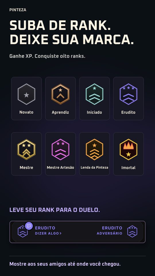 Os oito ranks, de Novato a Imortal
