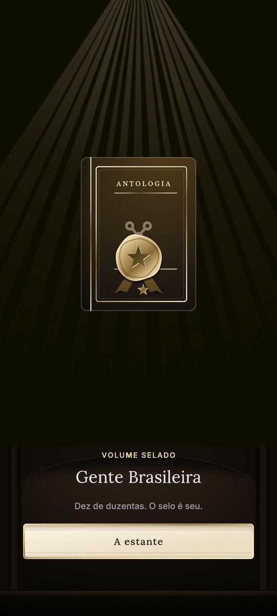 Um volume selado da Antologia sob um feixe de luz