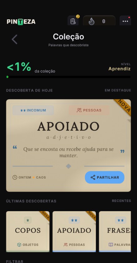 A tela da coleção do Dossiê